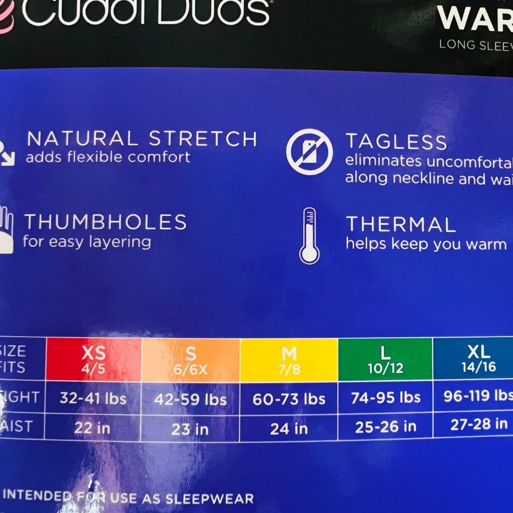 CUDDL DUDS Girls 2 Piece Thermal Set Long Sleeve Crew & Leggings NWT Size XL - Picture 7 of 7